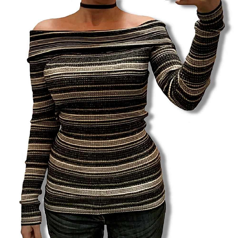 NWOT Candies Black White Stripe Sweater XS